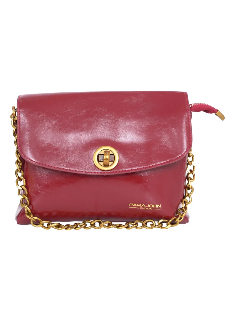 بارا جون حقيبة كروس بودي نسائية Para John London – جلد صناعي مع غطاء أمامي وقفل معدني وسلسلة أنيقة