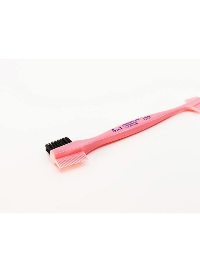 ESHA Girl Professional Slick N Slay 5-IN-1 Edge Brush - PACK OF 12 – Gentle Hair Brush Styling Tool, Double Sided Hair Brush, Pintail, Spatula, Wide & Narrow Fine Toothed Combs - Image 4