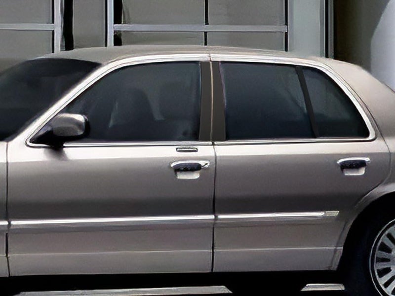تريم نافذة عمود Rvinyl متوافق مع Mercury Grand Marquis 1992-2011 باللون الأسود غير اللامع