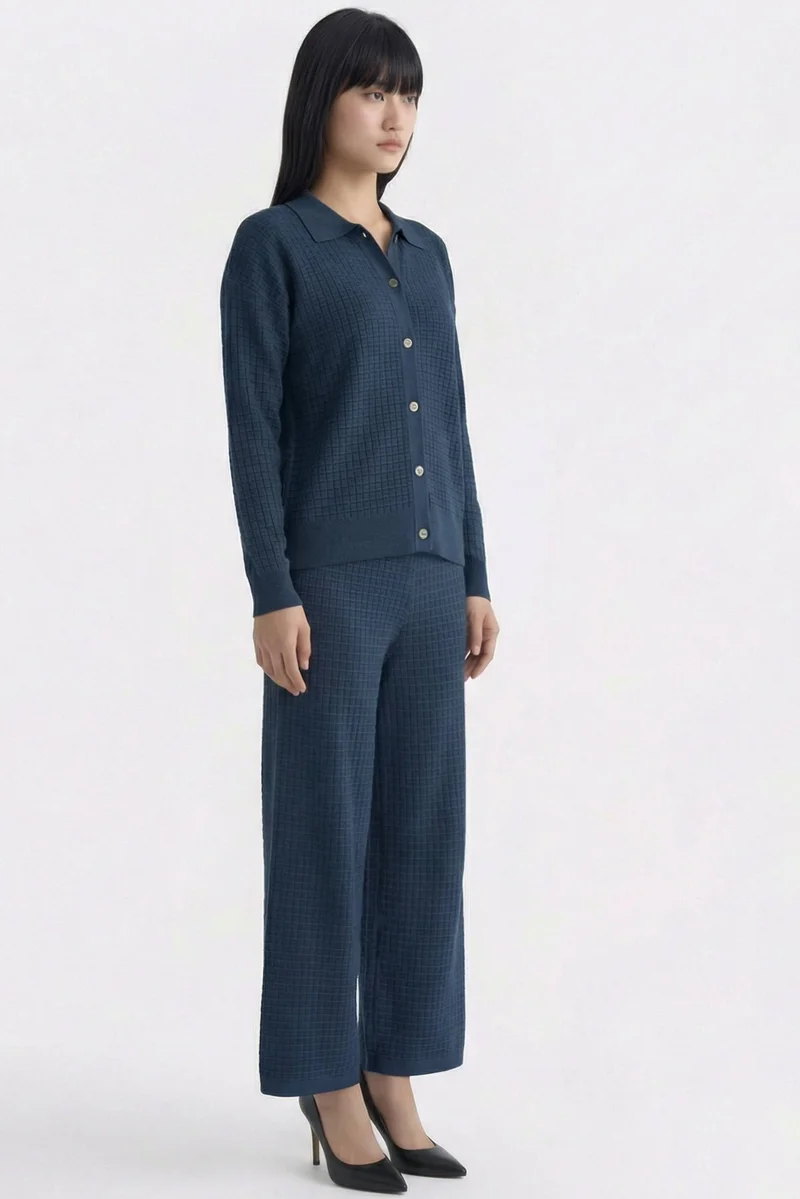 ذا اديتورز ماركت Huera High-Rise Waffle-Knit Pants