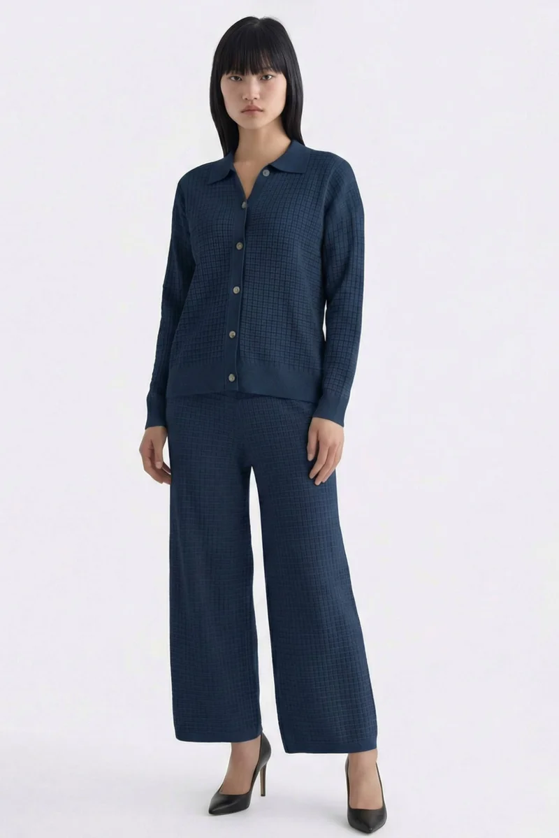 ذا اديتورز ماركت Huera High-Rise Waffle-Knit Pants