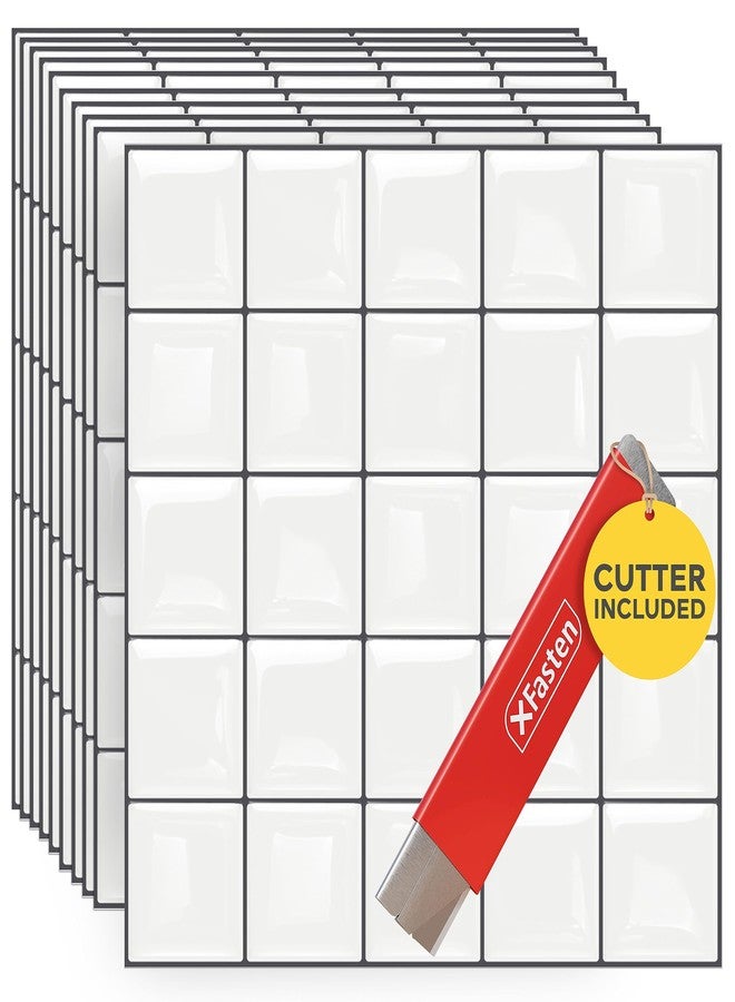 XFasten Square Peel and Stick Tiles - 10pcs 12' x 12' White Kitchen and Bathroom Backsplash - Image 1