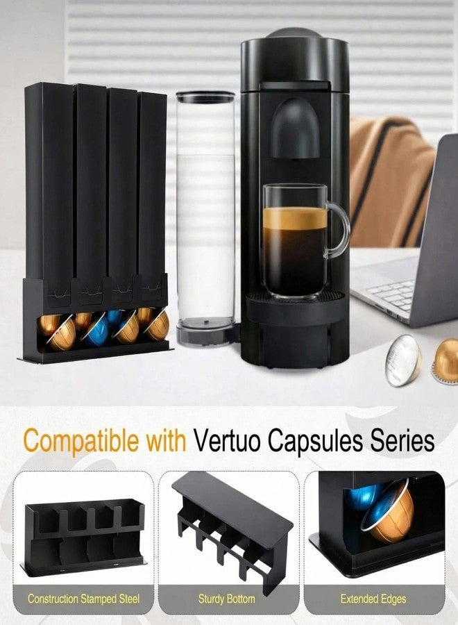 BrightRow 1 Pack Pod Holder Countertop Compatible with Nespresso Vertuo Capsules 4 Box Coffee Pod Holder with Non Slip Steel Base Holds 40 Capsules Dispenses 4 Flavors - Image 3