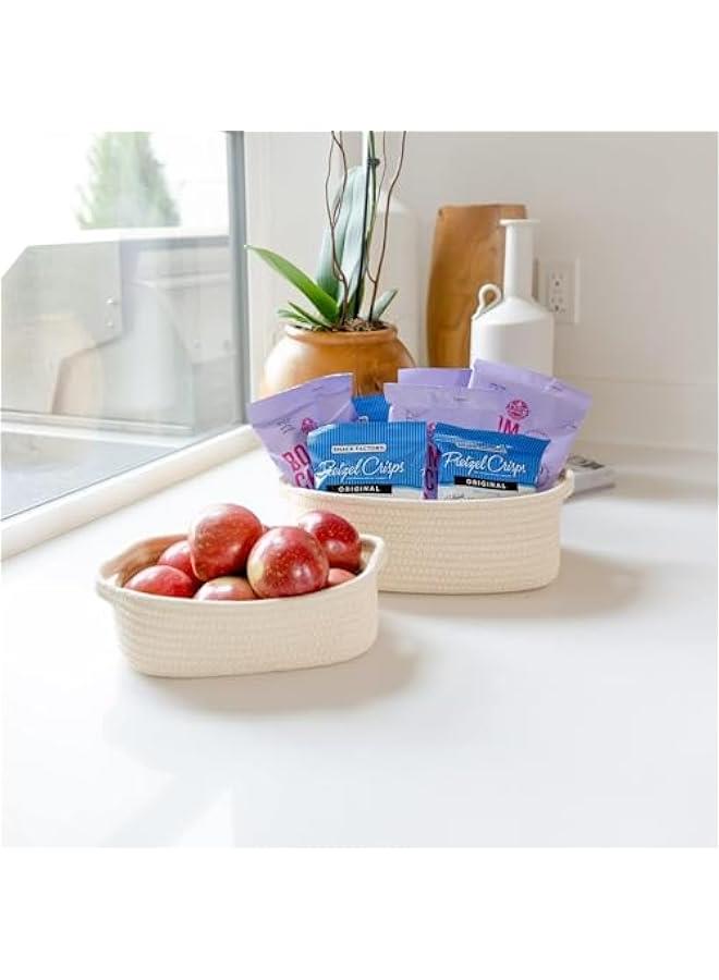 MIXDE 5-Piece Rectangle Storage Basket Set- Natural Cotton Rope Woven Baskets for Organizing, Small Basket for Montessori, Baby Nursery, Dog Toy Baskets, Shelves Closet Storage Bins, Bathroom Organization Bin - Image 2