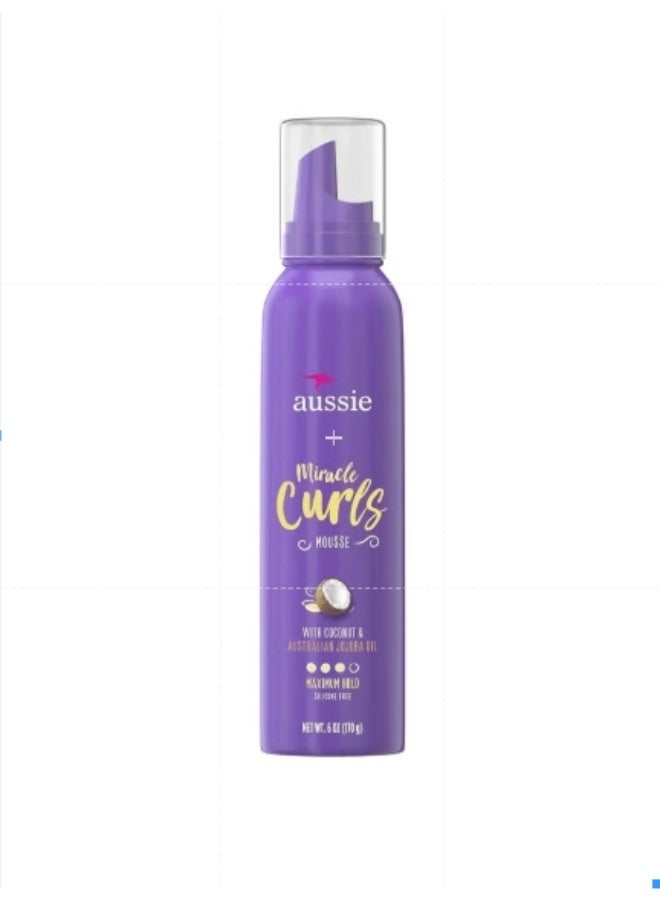 Aussie Miracle Curls Styling Mousse With Coconut & Australian Jojoba Oil 6.0 Ounce, 6 Ounces