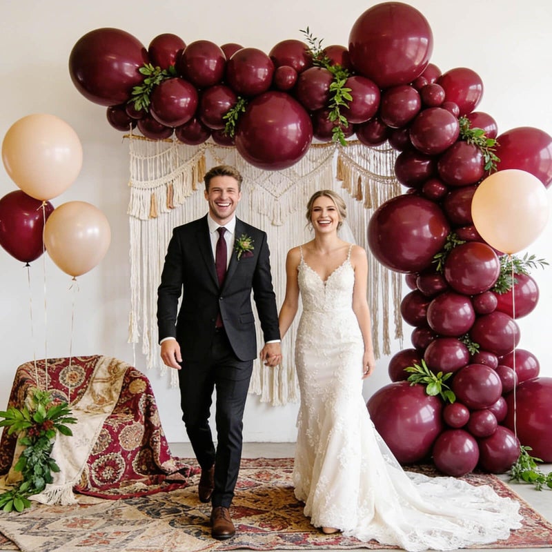 KUULBELA 110pcs Burgundy Red Balloon 12 Inch, Burgundy Red Latex Balloons for Birthday Party Baby Shower Wedding(with 2 Ribbons). - Image 4