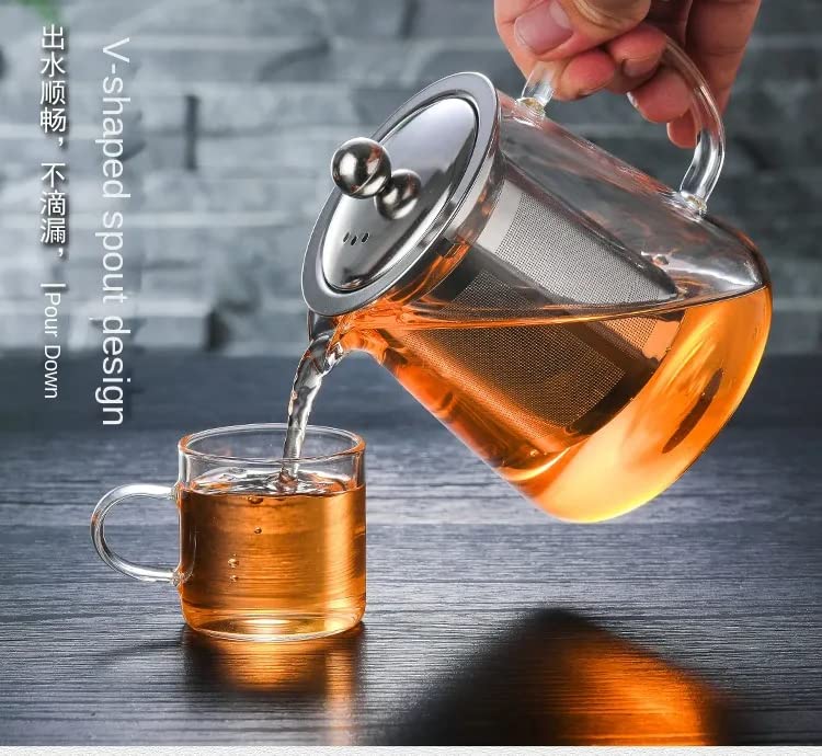 ZROY ENTERPRISE Borosilicate Glass Kettle Teapot | 550ml | with Removable Infuser & Lid & Handle, Glass Tea Kettle Stovetop Safe, Great for Loose Leaf Tea, Blooming Tea & Fruit Infused (ZROY - 05) - Image 3