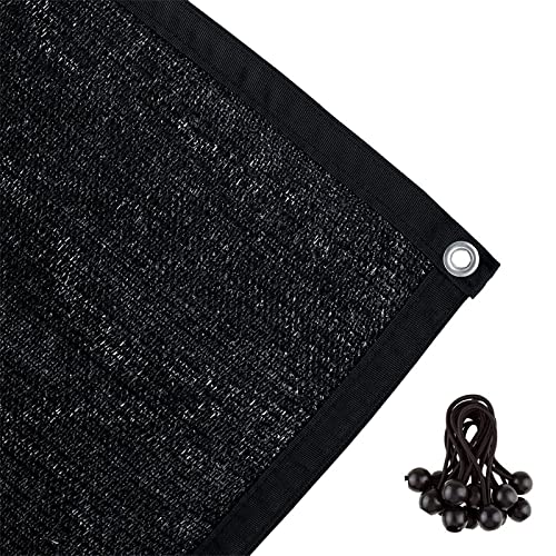 Shatex 90% Shade Fabric 6x12ft Sun Shade Cloth with Grommets for Pergola Cover Canopy Black, 12 Bungee Balls - Image 1