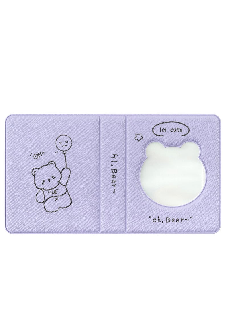 Excefore 3 inch Mini Photo Album Kpop Photocard Binder, Card Id Holder Book with 36 Pockets( Purple Hollow Bear)  - Image 2