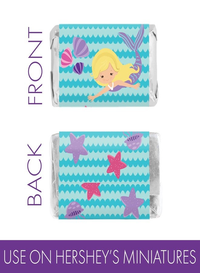DISTINCTIVS Mermaid Birthday Party Mini Candy Bar Wrappers - 42 Stickers - Image 5