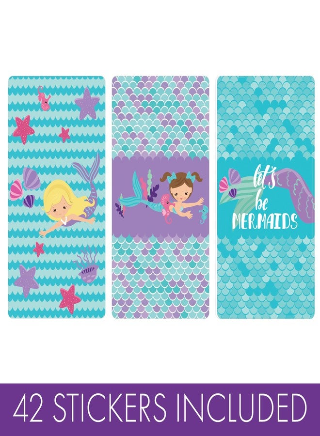 DISTINCTIVS Mermaid Birthday Party Mini Candy Bar Wrappers - 42 Stickers - Image 3
