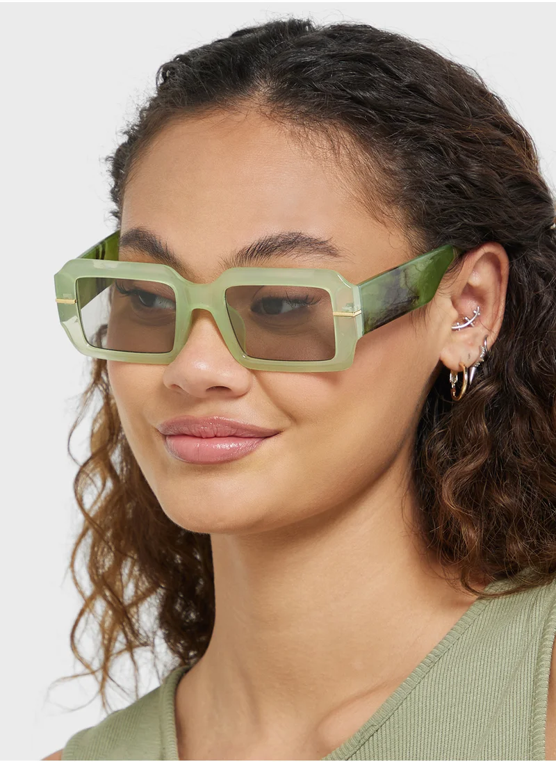 ايلا Marble Arm Rectangular Sunglasses