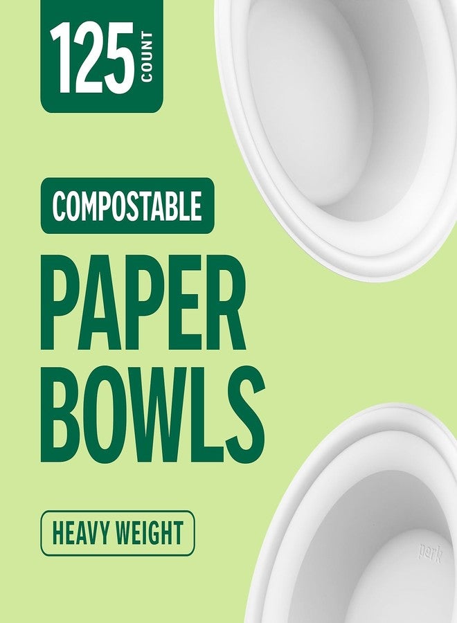 Perk Staples Compostable Paper Bowls, 12 Oz., White, 125/Pack (PK61285) - Image 3