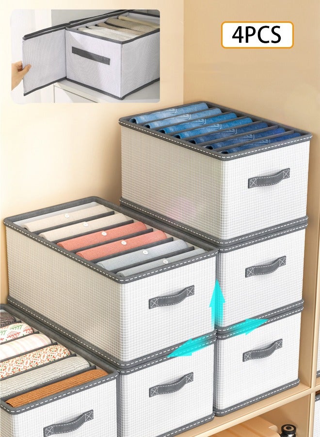 DUNISO 4 Pack Wardrobe Clothes Organizer, Foldable Underwear Drawer Organizer Clothes Storage Dividers Clothes Storage Box With Side Handles, Closet Drawer Organizers - Image 1