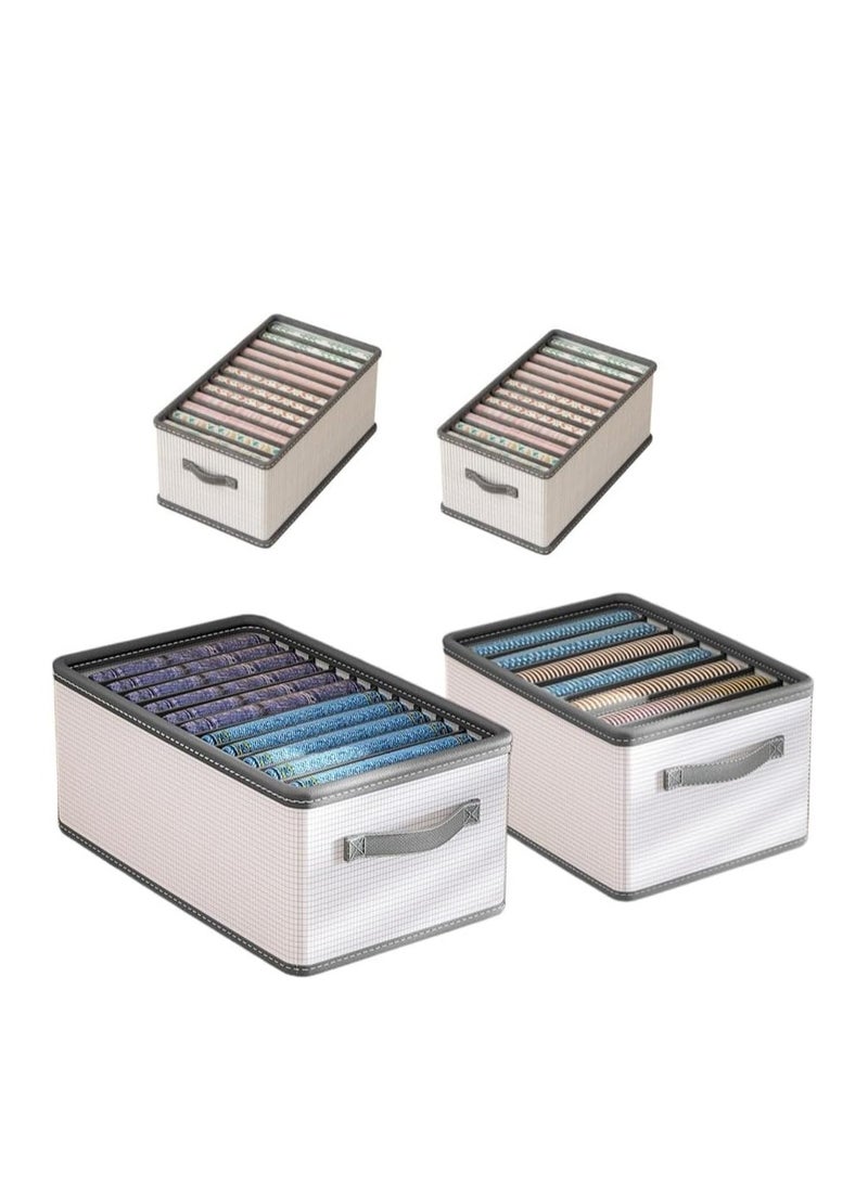 DUNISO 4 Pack Wardrobe Clothes Organizer, Foldable Underwear Drawer Organizer Clothes Storage Dividers Clothes Storage Box With Side Handles, Closet Drawer Organizers - Image 3