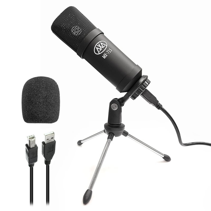 AXA AXCESSABLES AxcessAbles USB Condenser Vocal Microphone with a 5.5 ft Cable, Desk Mic Stand and Pop Filter | Microphone for Singing, Studio Recording, Podcast, Karaoke | AxcessAbles MX-715 - Image 1