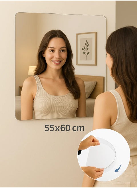 مرايات مستطيلة غير قابلة للكسر متعددة الاستخدام في أي مكان مقاس 55*60 مقاومة للماء والغبار وقابلة للطي.