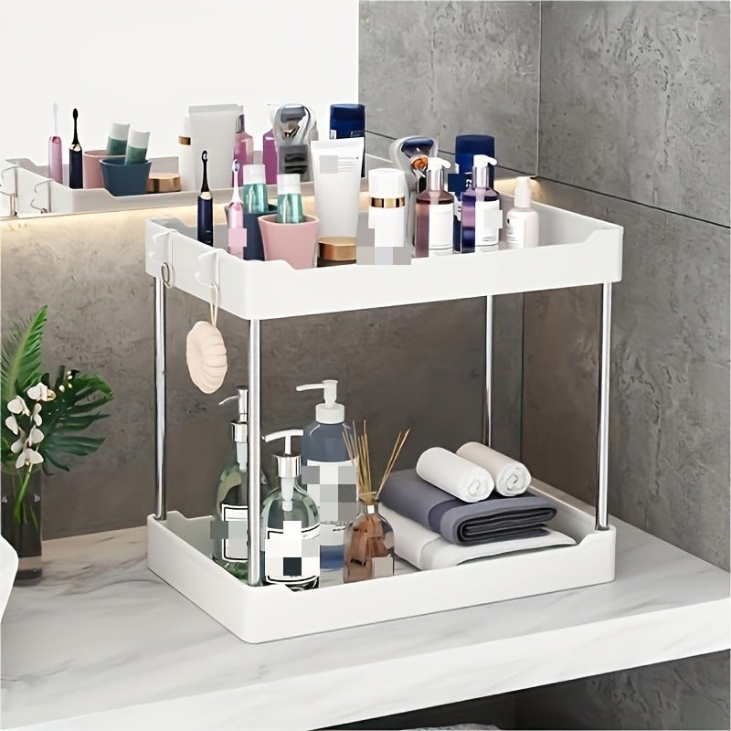3pcs Under Sink Organizer, Pull Out Under Sink Storage, 2 Tier Under The Sink Organizer, Bathroom Kitchen Organizer Under Cabinet Shelf for Cleaning Supplies, Utility Racks - Image 4