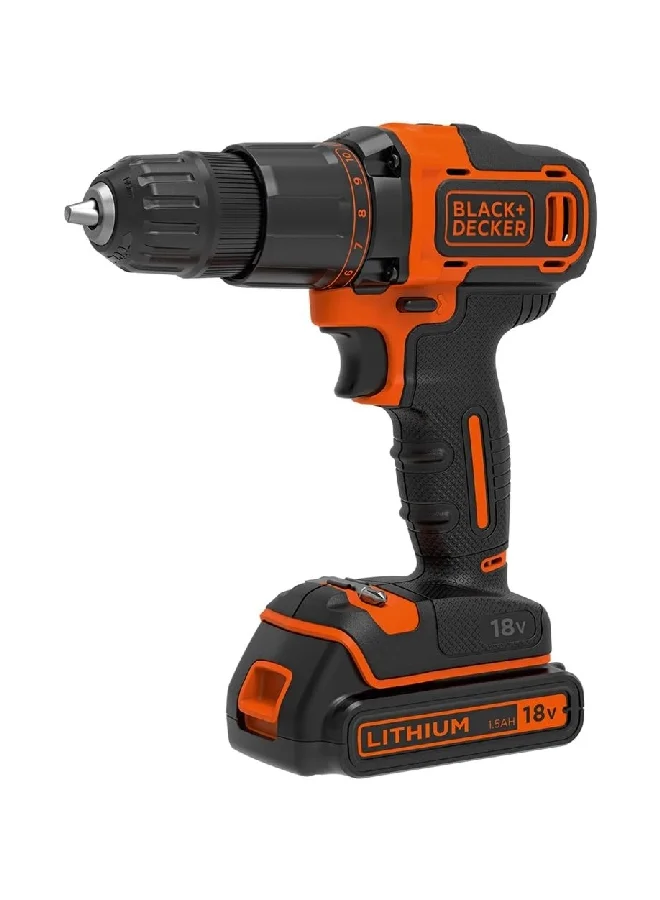 BLACK+DECKER 18V Cordless 2-Gear Combi Hammer Drill with Kitbox and Battery Black and Orange 12.01 x 11.81 x 4.33 cm BCD700S1K-GB
