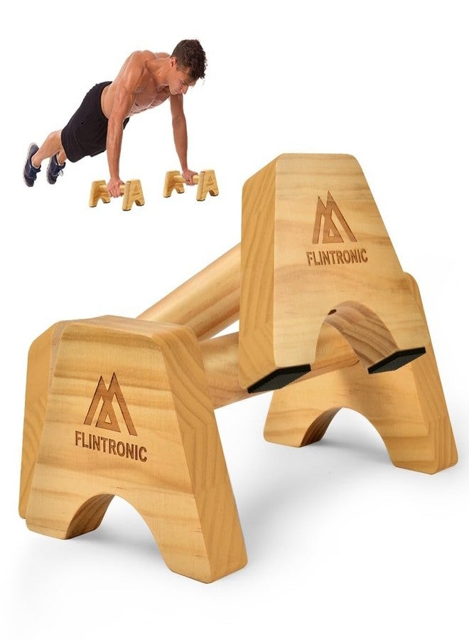 flintronic Push-up Stand, 2 PCS Wood Pushup Bars, Wooden Parallettes Bars, Non-Slip Base with Non-Slip Mat for Strength Training - Image 1