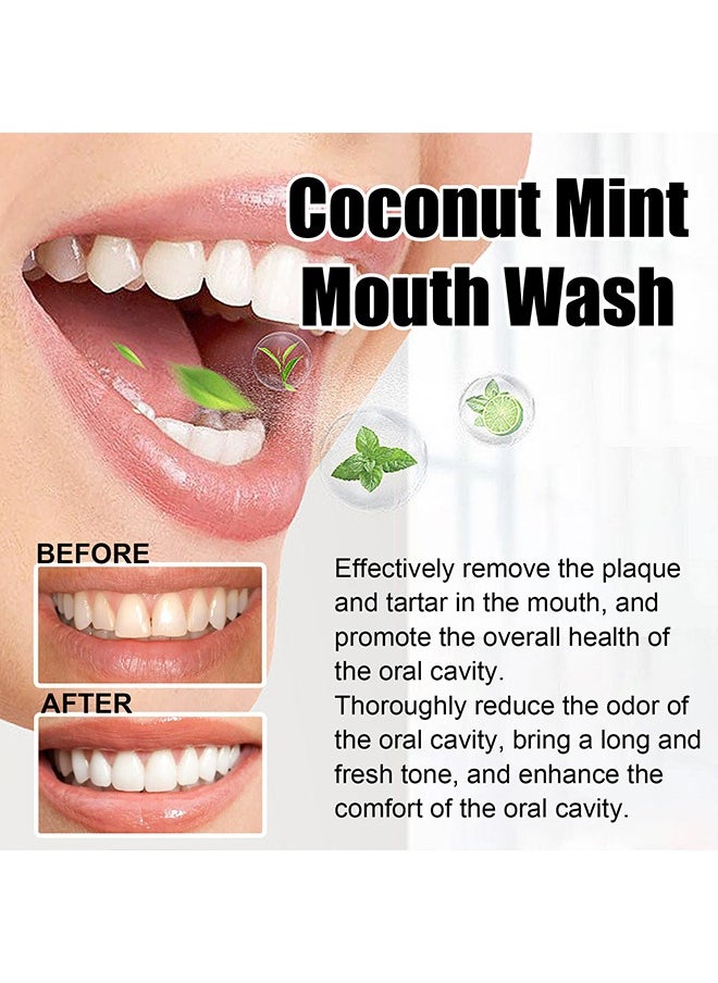 ORALHOE - Whitening Mouth Wash,Coconut & Peppermint Oil with Tongue Scraper Inside the Box - Natural, Alcohol Free Mouthwash to Help With Fresh Breath, Teeth Whitening and Healthier Teeth & Gums 100ml - Image 1