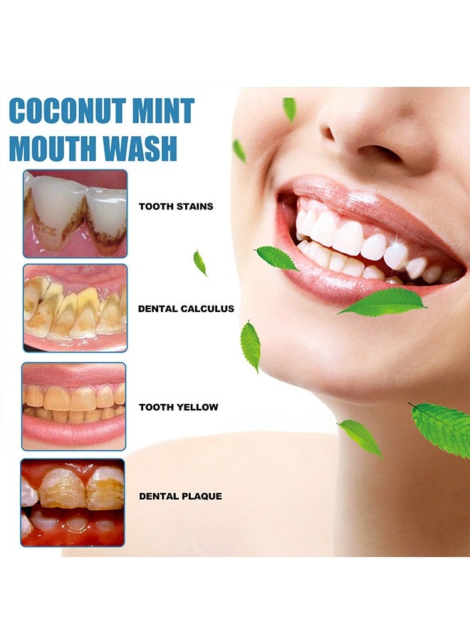 ORALHOE - Whitening Mouth Wash,Coconut & Peppermint Oil with Tongue Scraper Inside the Box - Natural, Alcohol Free Mouthwash to Help With Fresh Breath, Teeth Whitening and Healthier Teeth & Gums 100ml - Image 1