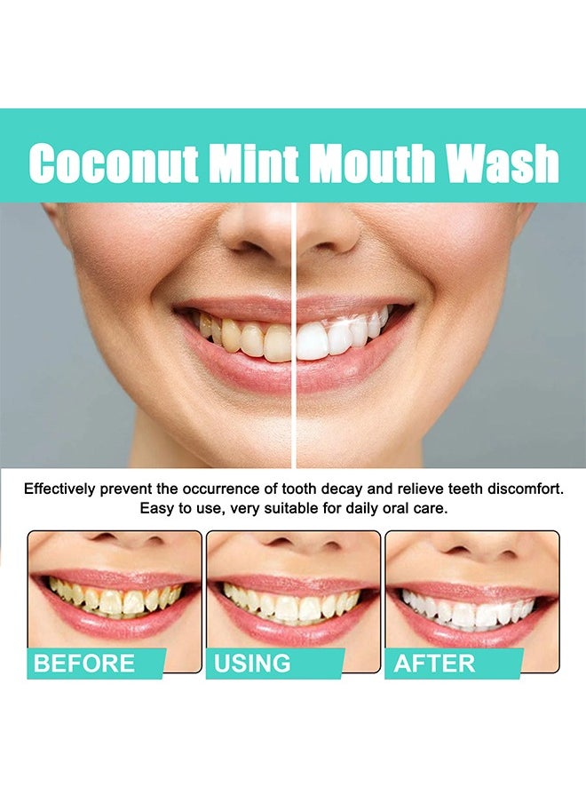 ORALHOE - Whitening Mouth Wash,Coconut & Peppermint Oil with Tongue Scraper Inside the Box - Natural, Alcohol Free Mouthwash to Help With Fresh Breath, Teeth Whitening and Healthier Teeth & Gums 100ml - Image 1