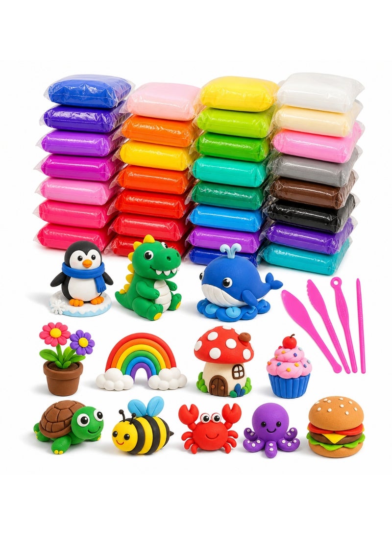 Rishi Collections 24 Colors Air Dry Clay Kit for Kids with Tools – Ultra Light Magic Modeling Clay, Soft Non-Toxic DIY Craft Set | Creative Toys for Boys & Girls Age 3+ - Image 1