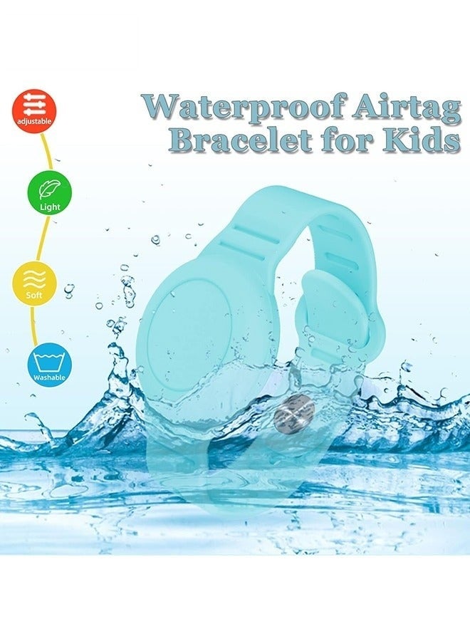 Kids Waterproof Airtag Bracelet Compatible with Apple AirTag - Hidden Silicon Protective Case for Air Tag Holder - Adjustable Anti-Lost Watch Band for Toddler Child (Mint Green) - Image 2