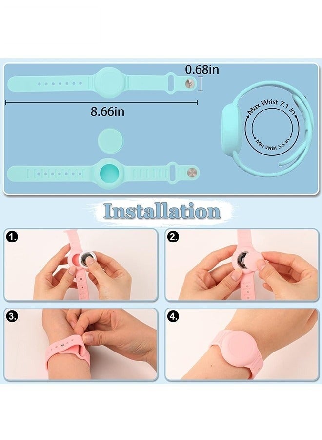 Kids Waterproof Airtag Bracelet Compatible with Apple AirTag - Hidden Silicon Protective Case for Air Tag Holder - Adjustable Anti-Lost Watch Band for Toddler Child (Mint Green) - Image 3