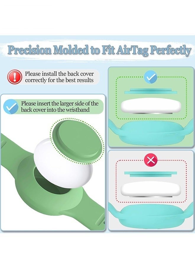 Kids Waterproof Airtag Bracelet Compatible with Apple AirTag - Hidden Silicon Protective Case for Air Tag Holder - Adjustable Anti-Lost Watch Band for Toddler Child (Mint Green) - Image 4