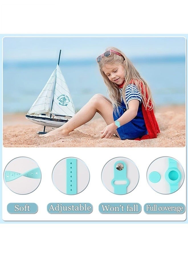 Kids Waterproof Airtag Bracelet Compatible with Apple AirTag - Hidden Silicon Protective Case for Air Tag Holder - Adjustable Anti-Lost Watch Band for Toddler Child (Mint Green) - Image 5
