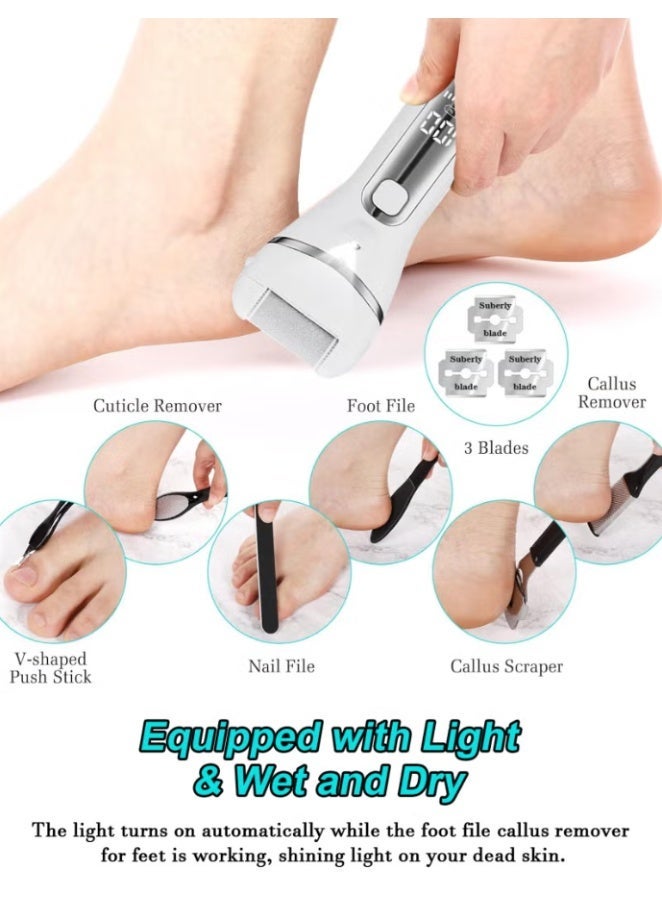 Electric Feet Callus Remover, Professional 18 in 1 Foot File Pedicure Kit Tools, Rechargeable Dry Dead Skin Foot Scraper with 3 Roller Heads & 2-Speed Power for Feet Hands Heels Spa (Black) - Image 5
