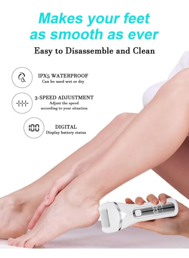 Electric Feet Callus Remover, Professional 18 in 1 Foot File Pedicure Kit Tools, Rechargeable Dry Dead Skin Foot Scraper with 3 Roller Heads & 2-Speed Power for Feet Hands Heels Spa (Black) - Image 3