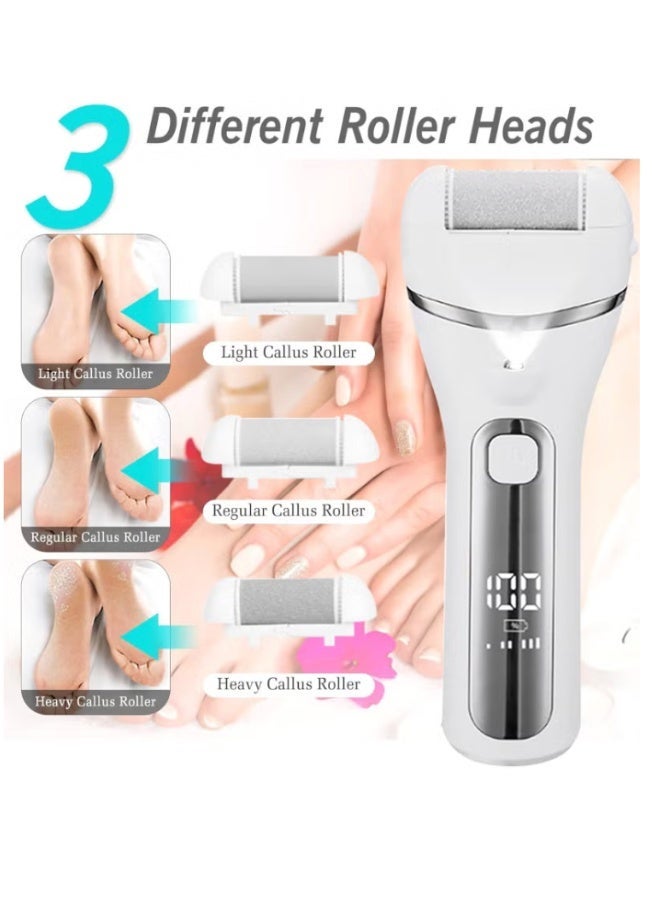 Electric Feet Callus Remover, Professional 18 in 1 Foot File Pedicure Kit Tools, Rechargeable Dry Dead Skin Foot Scraper with 3 Roller Heads & 2-Speed Power for Feet Hands Heels Spa (Black) - Image 2