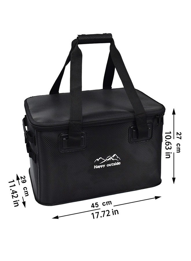 happy outside 35L Tactical Storage Box - Heavy Duty Waterproof Organizer for Camping, Overlanding & Survival Gear, Reinforced EVA Material with Mold Proof & Dirt Resistant Design - Foldable Multi-Purpose Bag for Tools, Cooking Utensils, Car Essentials (All-Black)  - Image 5