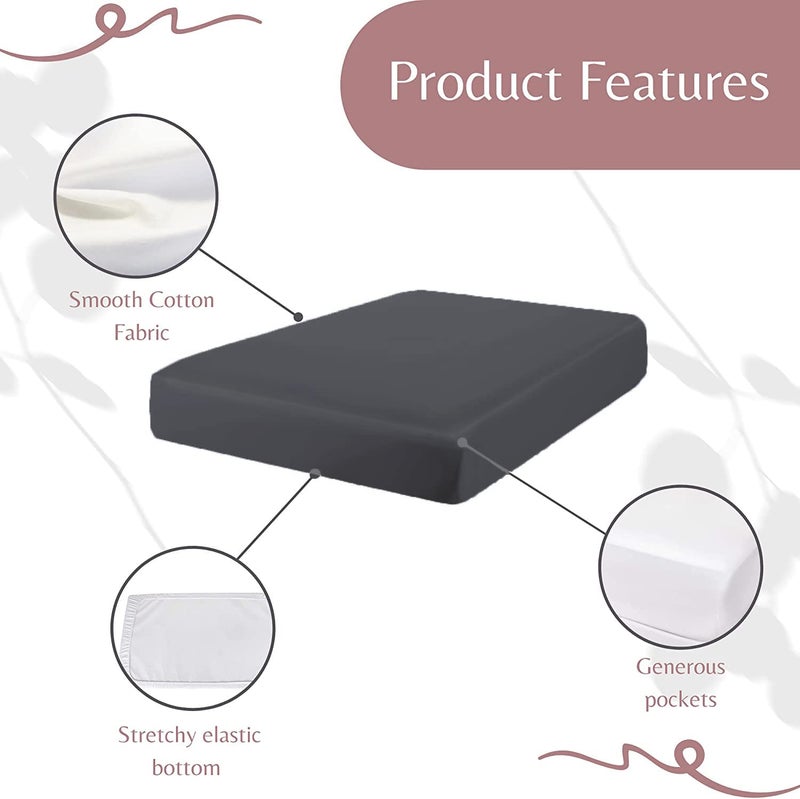 Superity Linen Dark Gray Twin XL Fitted Sheet - 100% Cotton Only Quality Fabrics Used and Breathable  Machine Wash and Dry  Dark Gray Fitted Sheet Twin XL (39x80) - Image 4