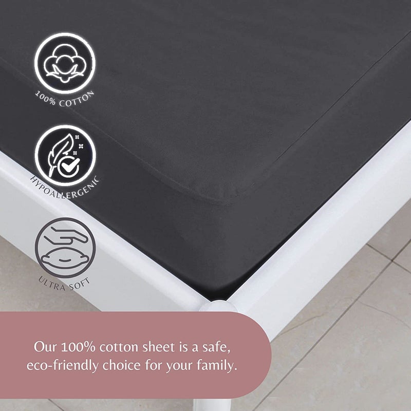 Superity Linen Dark Gray Twin XL Fitted Sheet - 100% Cotton Only Quality Fabrics Used and Breathable  Machine Wash and Dry  Dark Gray Fitted Sheet Twin XL (39x80) - Image 3