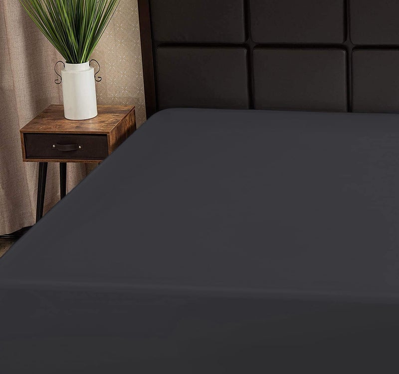 Superity Linen Dark Gray Twin XL Fitted Sheet - 100% Cotton Only Quality Fabrics Used and Breathable  Machine Wash and Dry  Dark Gray Fitted Sheet Twin XL (39x80) - Image 1
