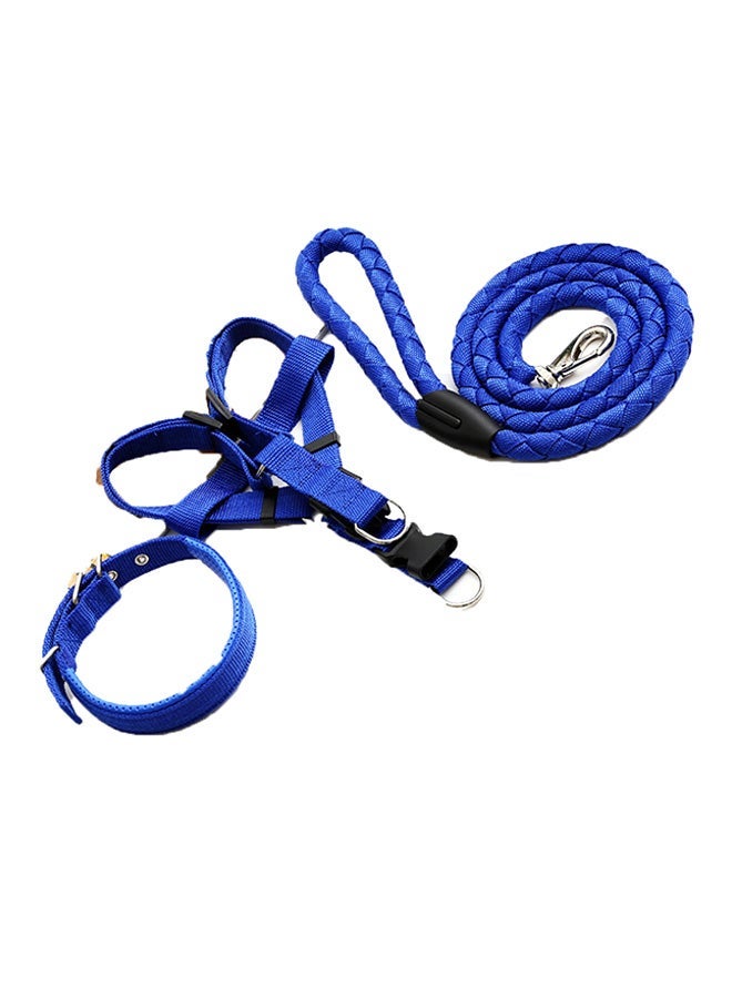 NIBEMINENT 3 Piece Pet Leash Collar Dog Chain Chest Set Blue 0.7kg