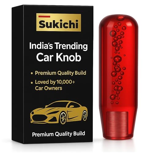 Medirich Lifesciences ® Car Gear Knob Stylish 15 cm | Universal Car Gear Shift Knob | Manual Transmission Stick Shifter | Car Interior Accessory | Anti Slip Gear Shift Knob | (Long Bubble, Red) - Image 1