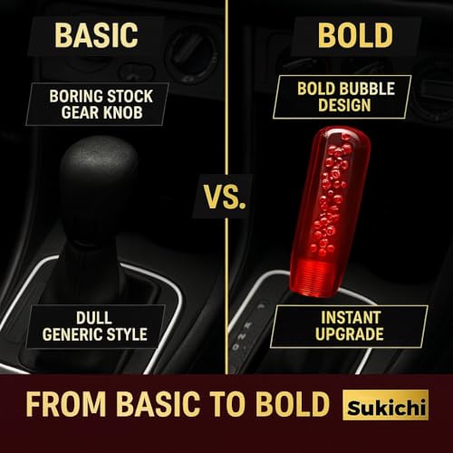 Medirich Lifesciences ® Car Gear Knob Stylish 15 cm | Universal Car Gear Shift Knob | Manual Transmission Stick Shifter | Car Interior Accessory | Anti Slip Gear Shift Knob | (Long Bubble, Red) - Image 3