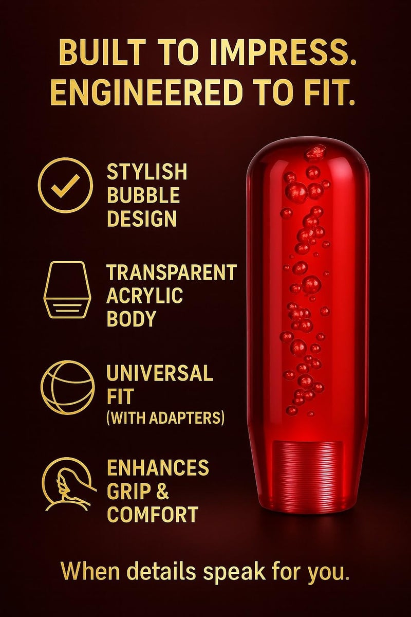 Medirich Lifesciences ® Car Gear Knob Stylish 15 cm | Universal Car Gear Shift Knob | Manual Transmission Stick Shifter | Car Interior Accessory | Anti Slip Gear Shift Knob | (Long Bubble, Red) - Image 4