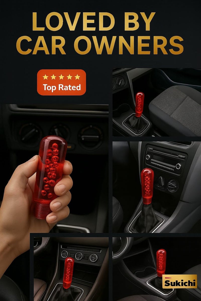 Medirich Lifesciences ® Car Gear Knob Stylish 15 cm | Universal Car Gear Shift Knob | Manual Transmission Stick Shifter | Car Interior Accessory | Anti Slip Gear Shift Knob | (Long Bubble, Red) - Image 5