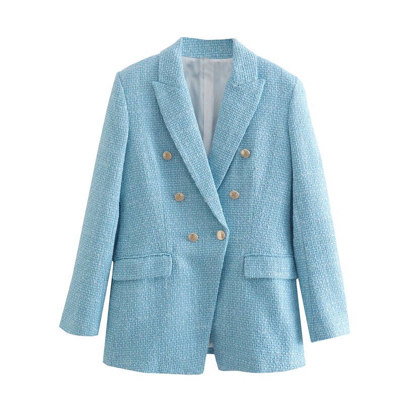 2025 Export Clothing Buttoned Textured Blazer Suit 8372 - Image 2