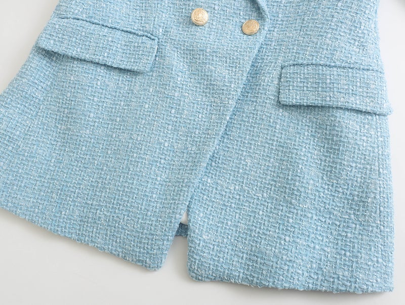 2025 Export Clothing Buttoned Textured Blazer Suit 8372 - Image 4