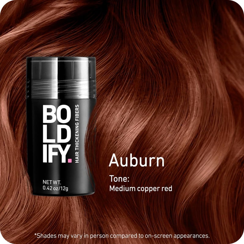 BOLDIFY Hair Fibers (12g) - Fill In Thinning and Fine Hair for an Instantly Fuller, Thicker Look - 14 Shades for Women & Men - Auburn - Image 2