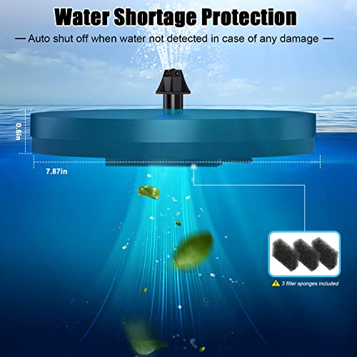 GAIZERL Solar Bird Bath Fountains Upgraded, 4W Solar Powered Water Fountain Pump with 4000 Battery, 7 Nozzles & 4 Fixers, Colorful LED Lights for Garden, Pond, Swimming Pool, Fish Tank, and Outdoor - Image 5