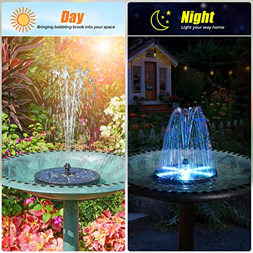 GAIZERL Solar Bird Bath Fountains Upgraded, 4W Solar Powered Water Fountain Pump with 4000 Battery, 7 Nozzles & 4 Fixers, Colorful LED Lights for Garden, Pond, Swimming Pool, Fish Tank, and Outdoor - Image 4