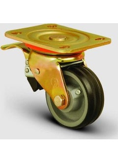 Emes Plate Mounted, Bushed, Rubber, Heavy Industry Wheel with Spherical Brake Diameter: 80 - Ed01 Vkr 80F 